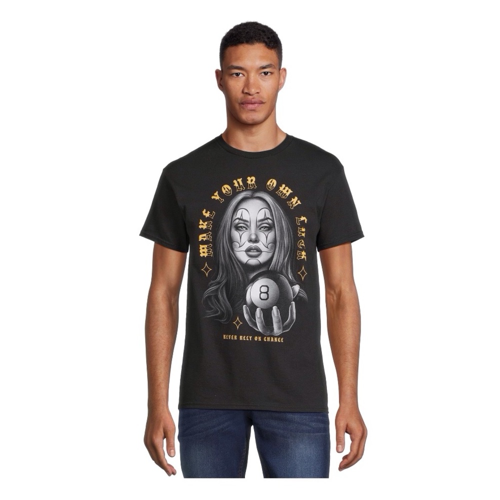Make Your Own Luck Pinup Girl Men's Graphic Tee with Short Sleeves